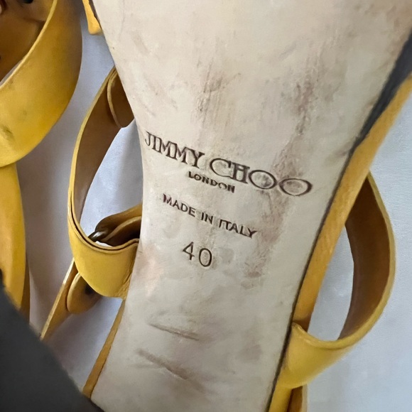 Jimmy Choo Mustard Yellow Studded Leather Cage Sandals Size 40 - Picture 7 of 7
